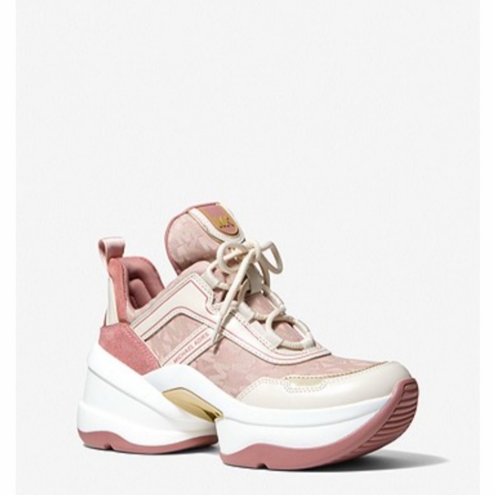 Michael Kors Olympia Mixed-Media Trainer Sneakers